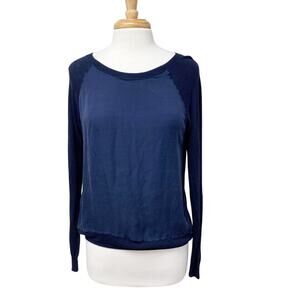 Vince Sweater Panel Mix Media Navy Blue Size S